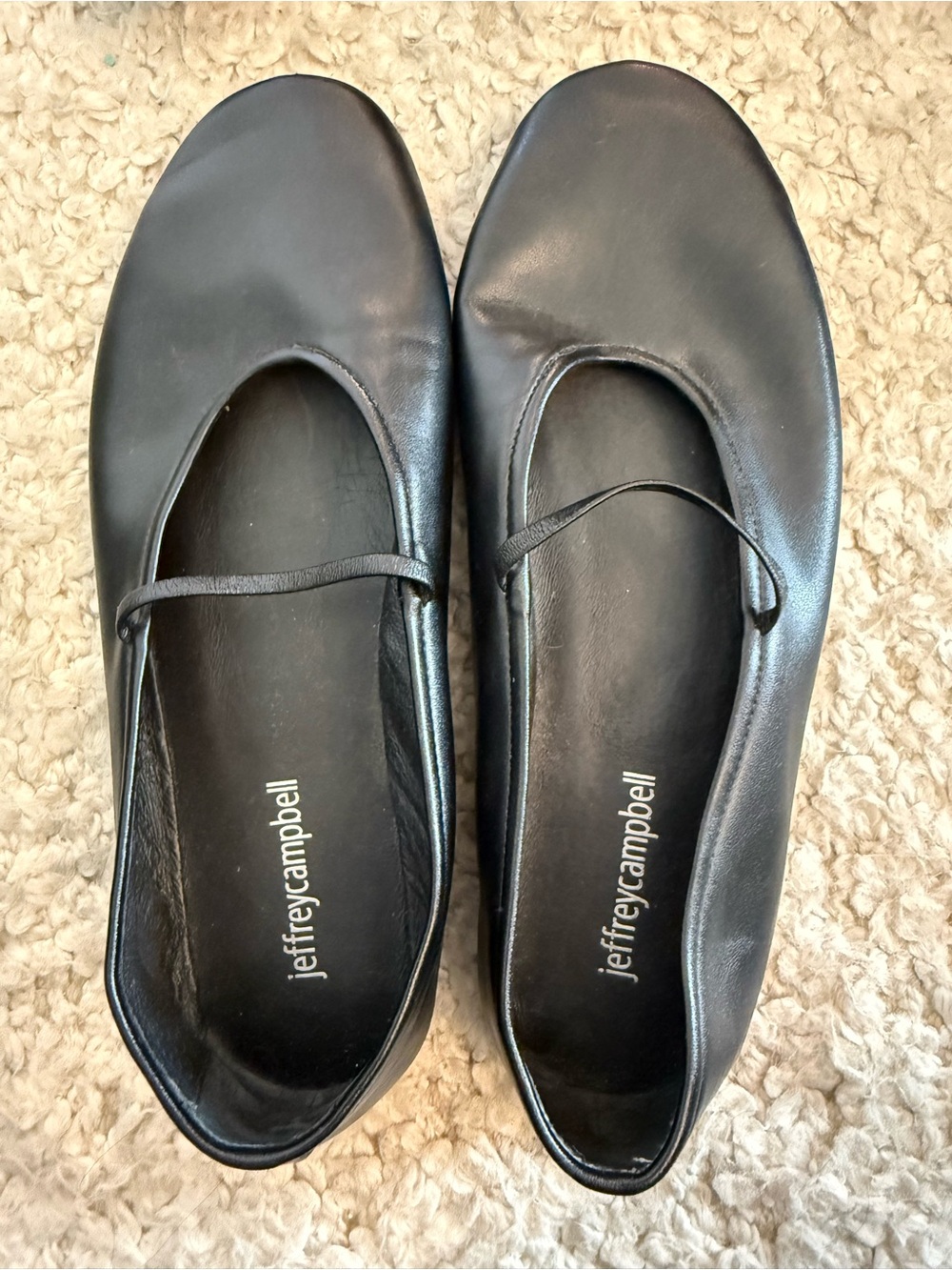 Jeffrey Campbell Black Leather Mary Jane Flats size 8